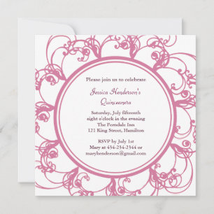 Invitation floral raffiné Quinceanera (rose)