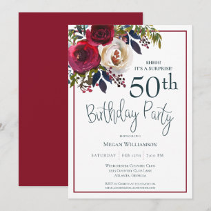Invitation Floral Red Surprise 50e anniversaire