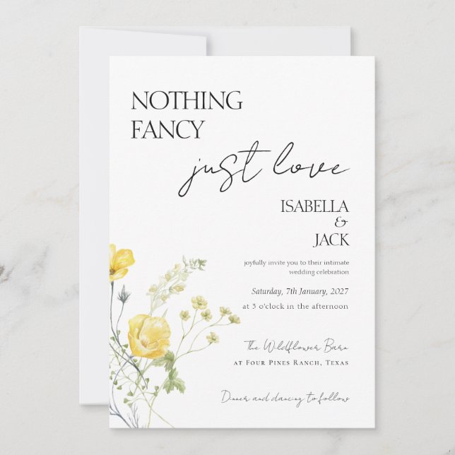 Invitation Floral Rien de fantaisie juste aimer Mariage (Devant)
