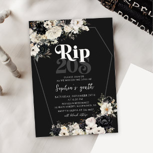 Invitation Floral Rip 20s Mort à ma jeunesse 30e anniversaire