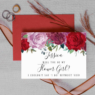 Invitation Floral Romantique Serez-Vous Ma Fille Fleur ?