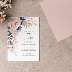Invitation Floral rose 75e anniversaire Botanique
