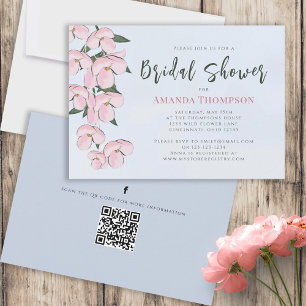 Invitation Floral rose cerisier fleurs QR Code