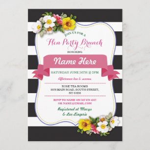 Invitation Floral rose de la fête du Hen
