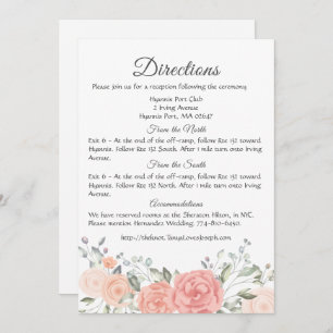 Invitation Floral Rose Détails Directions Fleurs Roses