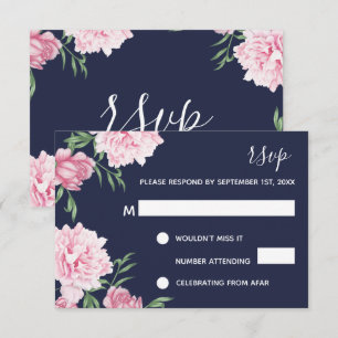 Invitation Floral rose et Arrière - plan de marine RSVP