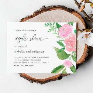Invitation Floral rose et calligraphie Mariage Couples Douche