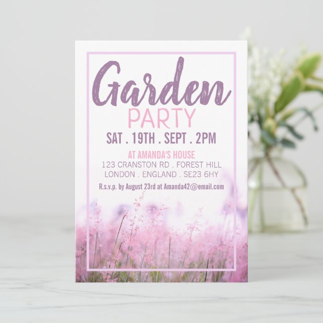 Invitation Floral rose, Garden Party (Debout devant)