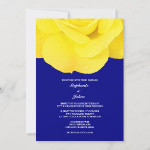 Invitation Floral Rose Jaune Marine Bleu printemps Mariage d'