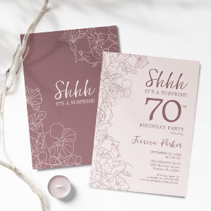 Invitation Floral rose mauve Surprise 70e anniversaire