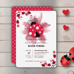 Invitation Floral rose mignon Notre petit Baby shower de bug 