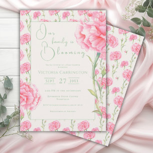 Invitation Floral rose Notre famille est florissante Baby Inv