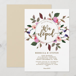 Invitation floral rose nous avons noué le noeud que nous avon