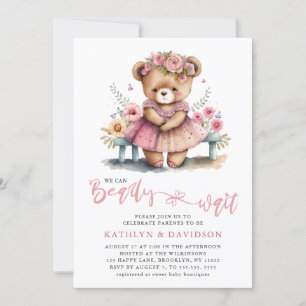 Invitation Floral rose on peut attendre le Baby shower fille