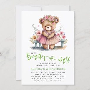 Invitation Floral rose on peut attendre le Baby shower fille