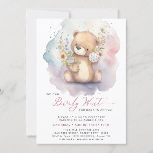 Invitation Floral rose on peut attendre le Baby shower fille