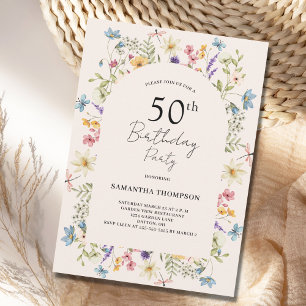 Invitation Floral rose pâle 50e anniversaire