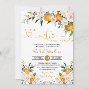 Invitation Floral rose pâle, Baby shower à petite croûte oran