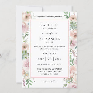 Invitation Floral rose pâle et Succulent 2 Mariages