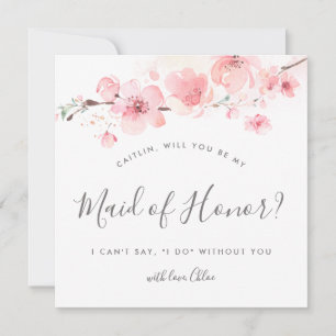 Invitation Floral rose rustique vous serez ma femme d'honneur