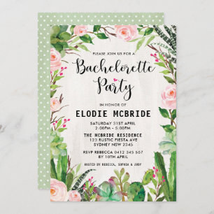 Invitation floral rose succulent de Bachelorette