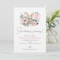 Floral Rose Un Lapin Tourne Un 1Er Anniversaire