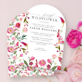 Invitation Floral rose Un Peu Fleur sauvage Douche Aquarelle