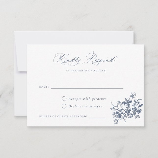 Invitation Floral Rose Vintage Crest Wedding RSVP (Devant)