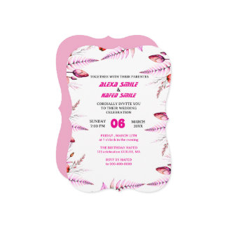 Invitation Floral Rose Wedding Invitation: Blush Pink