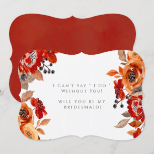 Invitation Floral Rouge Orange Foncé Serez-Vous Ma Femme D'Ac