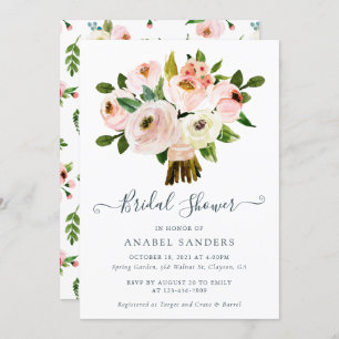 Invitation Floral rougissent la Fête de la mariée de pivoines