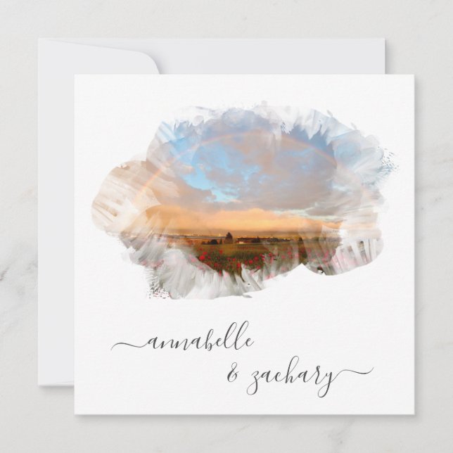 INVITATION *~* FLORAL + RSVP - QR RAINBOW AR11 BEACH MARIAGE (Devant)