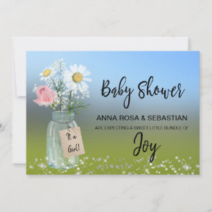 Invitation *~* Floral Russe Genre Mason Jar Baby shower