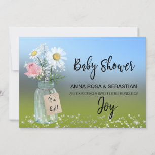 Invitation *~* Floral Russe Genre Mason Jar Baby shower 