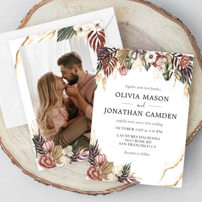 Invitation Floral Rustic Boho Fall Mariage photo (Créateur téléchargé)