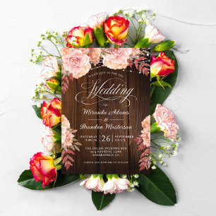 Invitation Floral Rustic Bois et String Mariage