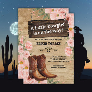 Invitation Floral Rustic Boots Baby shower