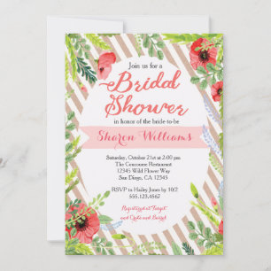 Invitation Floral Rustic Kraft papier nuptiale douche Invitat