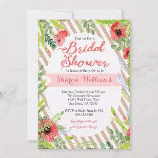 Invitation Floral Rustic Kraft papier nuptiale douche Invitat