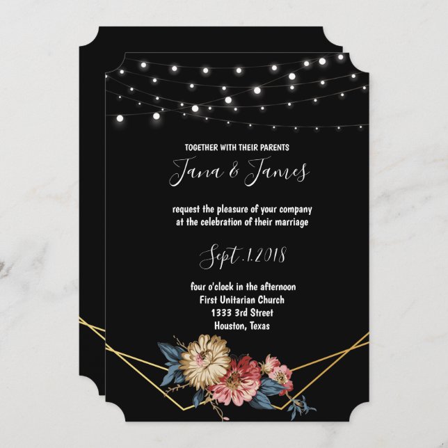 Invitation Floral Rustic Magnolia mariage (Devant / Derrière)