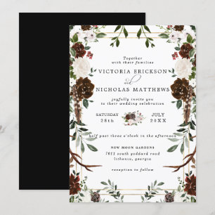 Invitation Floral rustique   Boho Mariage botanique