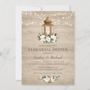 Invitation Floral Rustique Lanterne En Bois Magnolia Éclairag