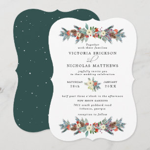 Invitation Floral Rustique   Mariage Botanique d'Hiver