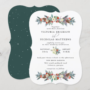 Invitation Floral rustique   Mariage botanique d'hiver