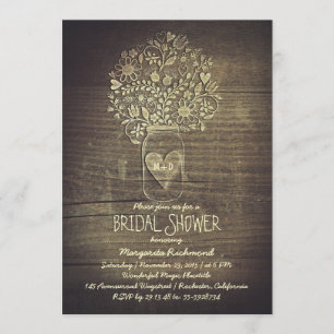 Invitation Floral Rustique Mason Jar Barn Fête des mariées