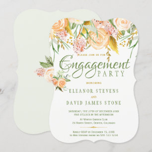 Invitation Floral rustique or sage élégant fiançailles