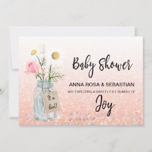 Invitation *~* Floral Rustique Parties scintillant Baby showe