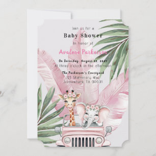Invitation Floral Safari aventure Baby shower fille