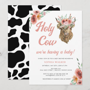 Invitation Floral Saint Vache Occidentale Baby Girl Douche