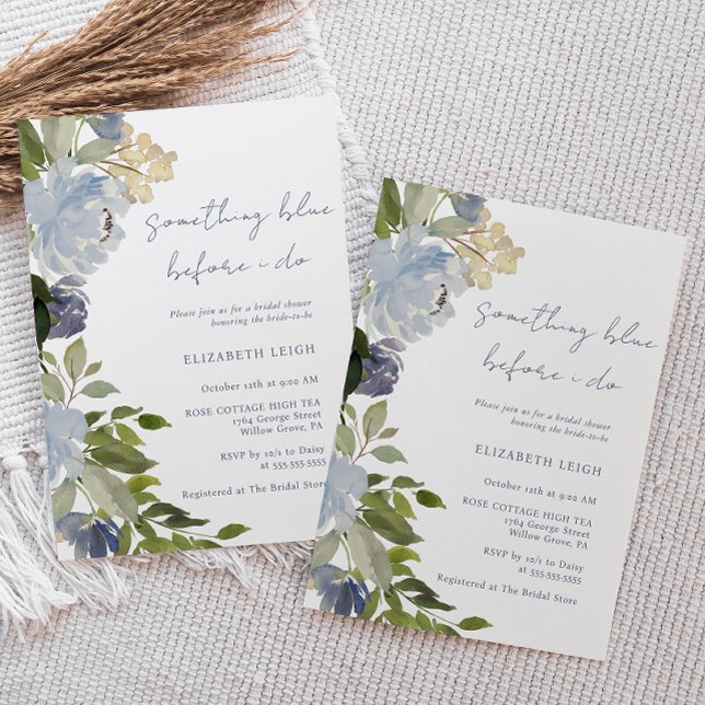 Invitation Floral Something Blue Before I Do Bridal Shower  (Créateur téléchargé)